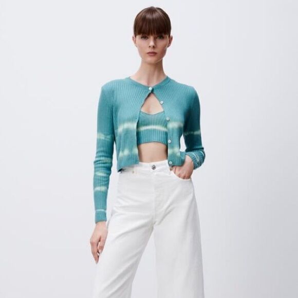 ZARA tie dye long sleeve button down cardigan - Picture 1 of 7